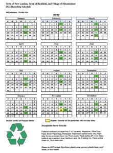 Trash Recycle Schedule 2022